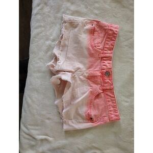 Mossimo Supply Co Womens Ombre Pink Dip Dye Denim Cut Off Shorts Size 13 Fit 6